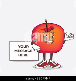 Eine Illustration von Crab Apple Cartoon Maskottchen Figur mit Whiteboard Stockfoto