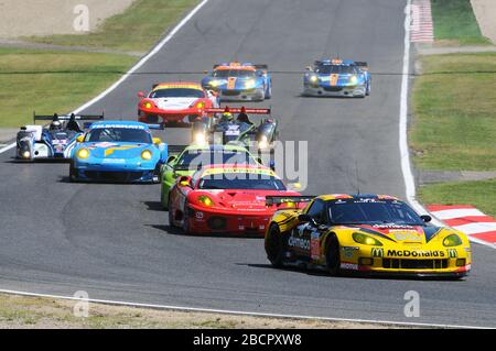 Imola, Italien 3. Juli 2011: Chevrolet Corvette C6R ZR1 GTE am von Team Larbre Wettbewerb gefahren von Gabriele Gardel, Patrick Bornhauser und Julien Canal Stockfoto