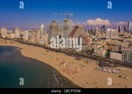 Tel Aviv Promenade aus der Luft, Israel Stockfoto