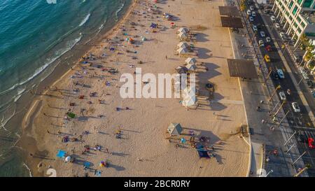 Tel Aviv Promenade aus der Luft, Israel Stockfoto