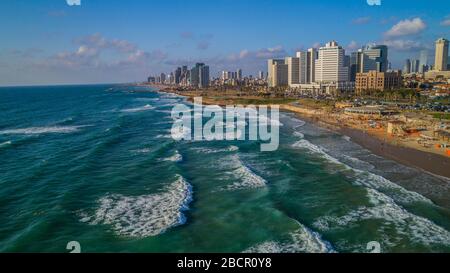 Tel Aviv Promenade aus der Luft, Israel Stockfoto