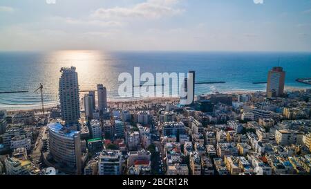 Tel Aviv Promenade aus der Luft, Israel Stockfoto