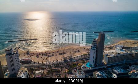 Tel Aviv Promenade aus der Luft, Israel Stockfoto