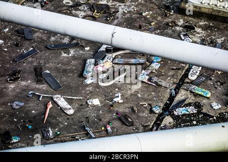 Skateboard Graveyard Hungerford Bridge London Stockfoto