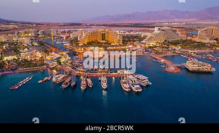 Eilat in Israel, Luftaufnahme der Drohne Stockfoto