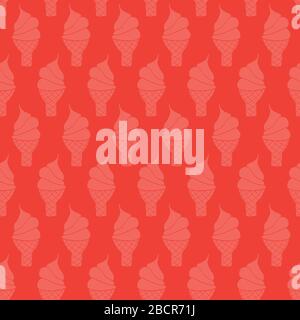 Eiskegel nahtloses Vektormuster. Waffelkegel mit weicher Eiscreme in Rot und Rosa. Für Stoff, Kinderdekor, Eisgeschäft, Verpackung, Sommer Stock Vektor