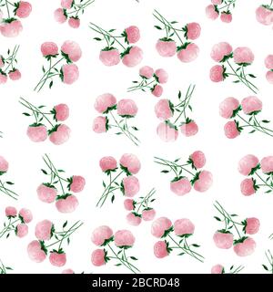 Nahtlose Wiederholung mit Ponys Blumen, Aquarell botanischen Blumenschmuck Stockfoto