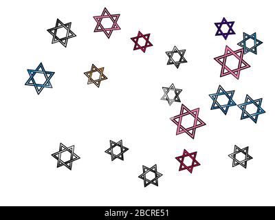 Farbiger David Stars digital. Ein Konfetti mit neuen Hintergründen. Konfetti neues Hintergrundbanner. Stock Vektor