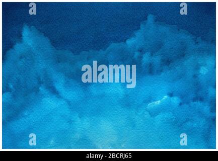 Grunge marineblau Hintergrund mit verschwommenen Wolken, abstrakter, wasserfarbiges Nachthimmel strukturierter Hintergrund Stockfoto