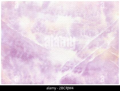 Lila grunge Papiertextur mit Marmoreffekt, abstraktes, handgemaltes Illustrationsdesign in pastellvioletten Farbtönen, mit Wasserfarbe strukturierter Hintergrund Stockfoto