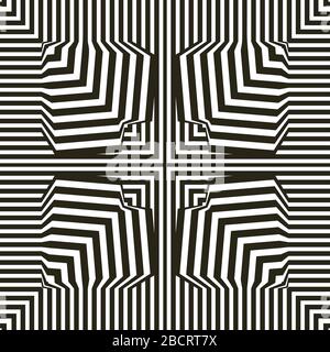 Optische illusion Linien Hintergrund. Abstrakten 3d schwarz und weiß Illusionen. Konzeption der optischen Illusion Vektor. EPS 10 Vector Illustration Stock Vektor