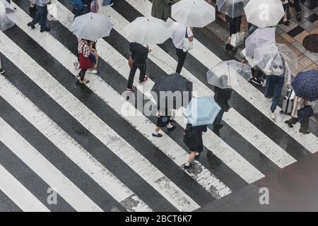 Szene in der Tokyo Street am Regentag Stockfoto