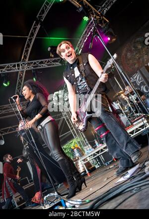 Clive Jackson und seine Band Doctor and the Medics treten beim Witney Music Festival 10/06/2017 auf Stockfoto