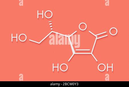 Vitamin C (Ascorbinsäure, ascorbat) Molekül. Skelettmuskulatur Formel. Stockfoto