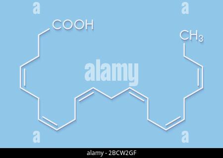 Docosahexaensäure (DHA, cervonic Säure) Molekül. Mehrfach ungesättigte Omega-3-Fettsäure, die in Fischöl. Skelettmuskulatur Formel. Stockfoto