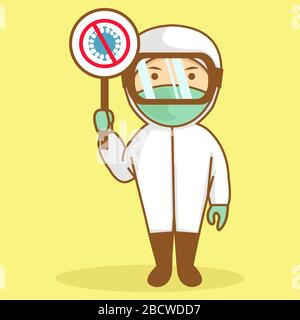 Pfleger Tragen Anzug Für Gefahrgut Stock Vektor