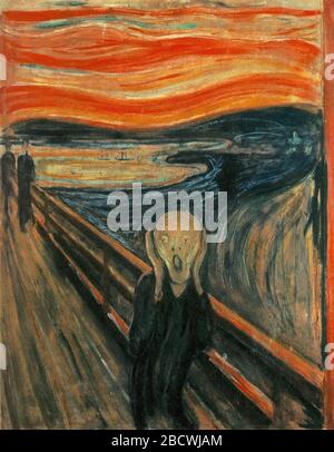 The Scream von Edvard Munch, 1893. Pappe, Öl, Tempera, Pastell. Die Nationalgalerie in Oslo, Norwegen Stockfoto