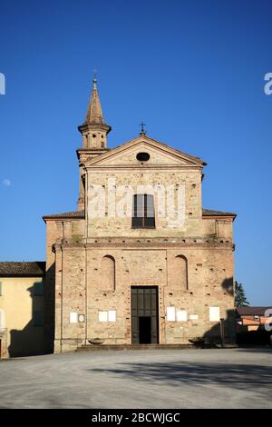 Quattro Castella, Reggio Emilia / Italien: Die mittelalterliche Kirche des Märtyrers S. Antonino im Dorf Quattro Castella Stockfoto