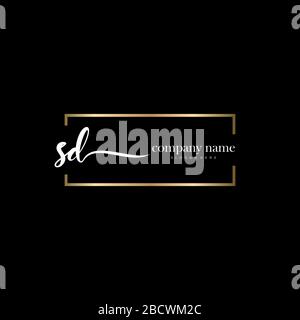 SD Initial Letter Handschreiben Logo handgezeichneter Vorlagenvektor, Logo für Schönheit, Kosmetik, Hochzeit, Mode und Business Stock Vektor