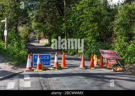 COVID-19. Eastbourne Beauty Spot Butts Brow von der Polizei geschlossen Stockfoto