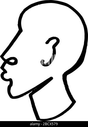Modernes, abstraktes Gesichtsporträt, lineare Pinselkunst, von Picasso inspirierter Stil. Lineares menschliches Symbol, zeitgenössische Skizze des Kubismus, Farbanstrich. Zusammenfassung Stock Vektor