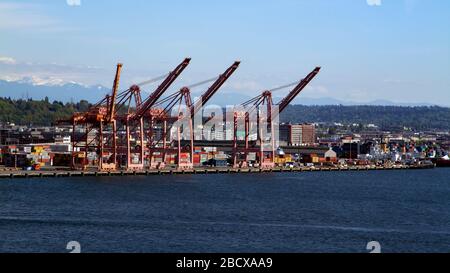 Blick auf den Hafen von Seattle. Stockfoto