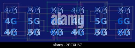 Globale Netzwerkverbindung. 4G 5G 6G Datenratentechnologie. Geometrischer abstrakter Hintergrund mit verbundenen Linien. Hochgeschwindigkeitsverbindungen für WAN-Innovationen. T Stock Vektor