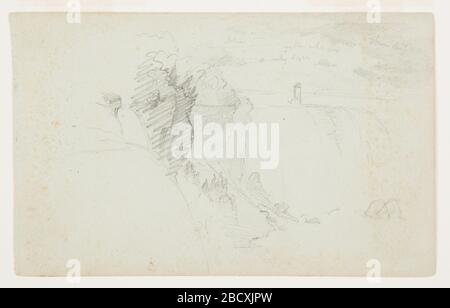 American Falls Niagara River. Forschung in ProgressRecto: Horizontale Sicht auf den Hudson River nach den im rechten Vordergrund abgebildeten Stürzen; das amerikanische Ufer befindet sich links. American Falls Niagara River Stockfoto