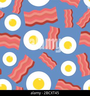 Frittierte Eier und Speckmuster nahtlos. Vektor-Hintergrund Stock Vektor