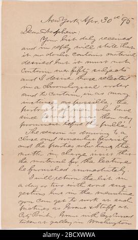 Brief an Dear Nephew LC Handy von Mathew Brady. AD/NPG.86.8 Stockfoto