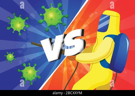 Fighting Covid-19 oder Coronavirus Konzept Beschriftung Design Banner, Hintergrund und Kampf gegen Virus-Vektor-Illustration Stock Vektor