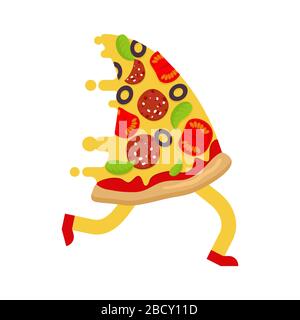 Pizza Run isoliert, Scheibe Pizza laufen Stock Vektor