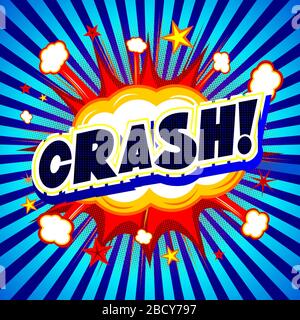 Crash-Illustration - blauer Hintergrund mit Streifen Stockfoto