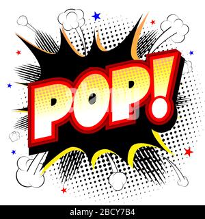 Pop-Illustration - schwarz-gelbe Explosion, weißer Hintergrund Stockfoto