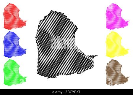 Dikhil Region (Republik Dschibuti, Horn von Afrika, Golf von Aden) Karte Vektor-Illustration, Skizze Dikhil Karte Stock Vektor