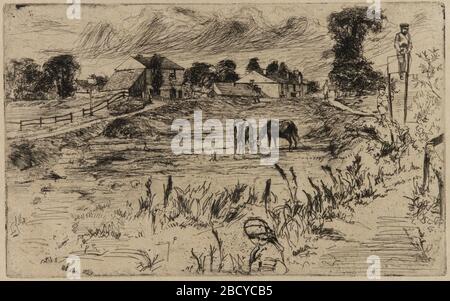 Landschaft mit Pferden. Francis Seymour Haden (1830-1910)H. Wunderlich & Co. (Zwischen 1874 und 1912) (C.L. Freiere Quelle)Charles lang Freer (1854-1919)Seymour Haden (1818-1910), London [1]bis 1898H. Wunderlich & Co., New York bis 1898 [2]von 1898 bis 1919Charles lang Freer (1854-1919), gekauft von H. Landscape mit Pferden Stockfoto