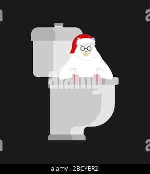 Santa Mouse Symbol für das Jahr 2020. Ratte in roter Mütze. Vektor-Illustration für Weihnachten und Neujahr Stock Vektor