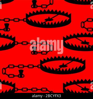 Bear Trap Muster nahtlos. Hintergrund der Metalltiermantrap. Vektordarstellung Stock Vektor