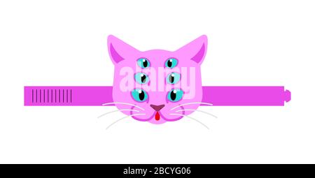 Katzen-Alien-Monster Papiermaskenvorlage Karnevalsmaskenurlaub. Maskenbild für Neujahr Stock Vektor