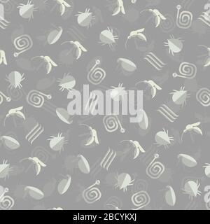 Nahtloses Vektormuster mit Parasiten von Hunden wie Mücken, Rundwürmer, Bandwürmer, Flöhe und Zecken. Stock Vektor