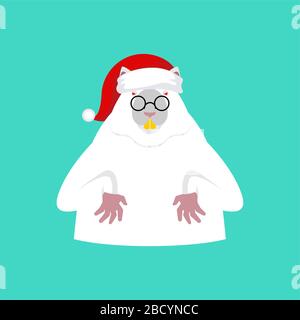 Santa Mouse Symbol für das Jahr 2020. Ratte in roter Mütze. Vektor-Illustration für Weihnachten und Neujahr Stock Vektor