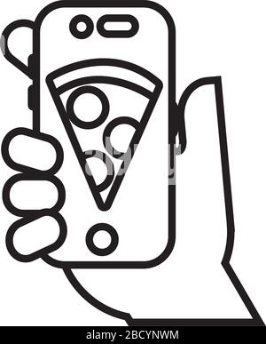 Smartphone mit Pizza Liefer-App im Stil Stock Vektor