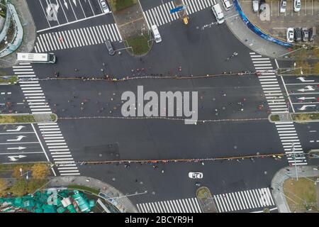 Luftaufnahme des City Marathon Stockfoto