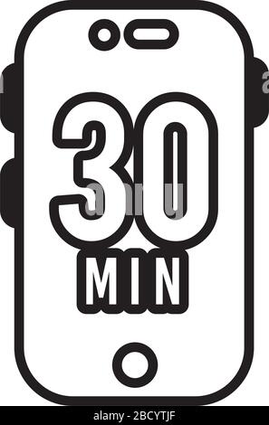 Smartphone mit 30-Nut-Symbol für Linienführung Stock Vektor