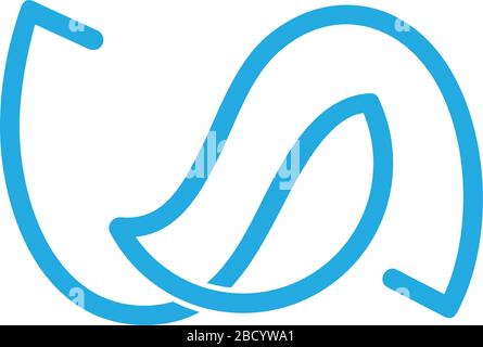 Blaue Wellen abstrakte Fließlinien entwerfen Symbolvektor Stock Vektor