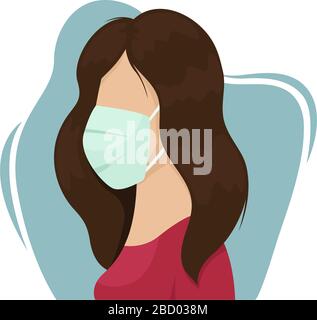 Ein Mädchen in einer medizinischen Maske. Schutzmaßnahmen gegen Viren. Prävention von Coronavirus. Stock Vektor