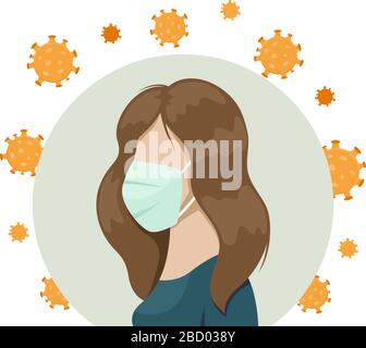 Ein Mädchen in einer medizinischen Maske. Schutzmaßnahmen gegen Viren. Prävention von Coronavirus. Stock Vektor