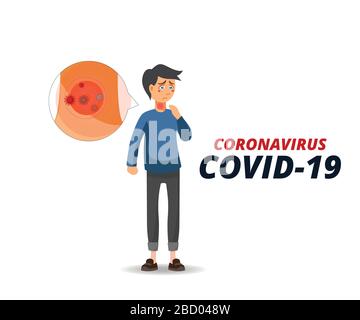Coronavirus Kovid19-Krankheit ist in diesem Fall eine gesundheitliche Gefahr für den menschlichen Körper und die Grippe als Grippe. 3D-menschlicher Körper mit Corona-Virus V Stock Vektor