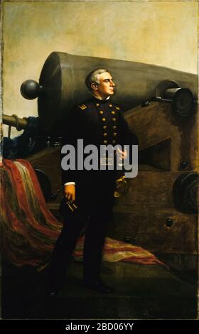 Die erste Waffe in Fort Sumter Major Robert Anderson. Stockfoto