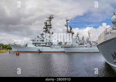 Verankerung von Kriegsschiffen in Norddeutschland Stockfoto